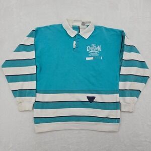 VTG 90s Long Sleeve Rugby Line Up Sz Md Harrah's Casino Thick Colorblock Stains